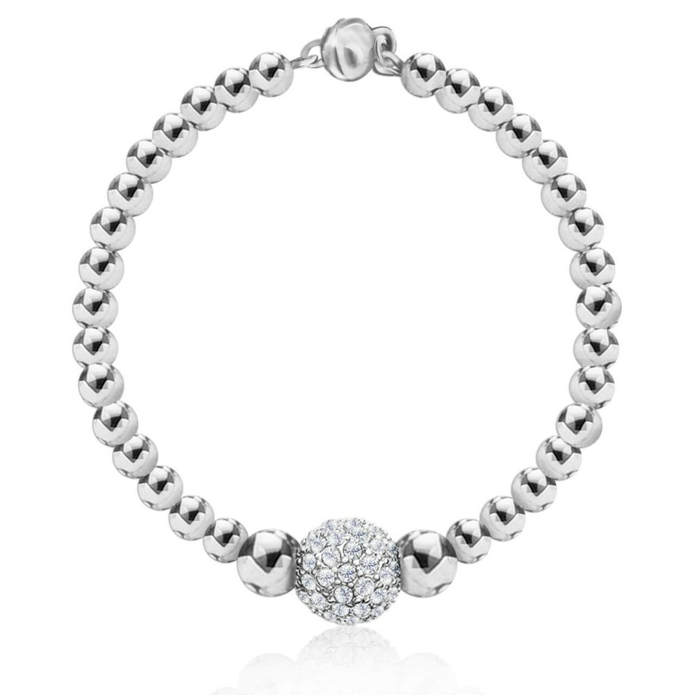 Sterling Silver Overlay Beaded Bracelet made with Swarovski Crystals - Picture 3 of 4